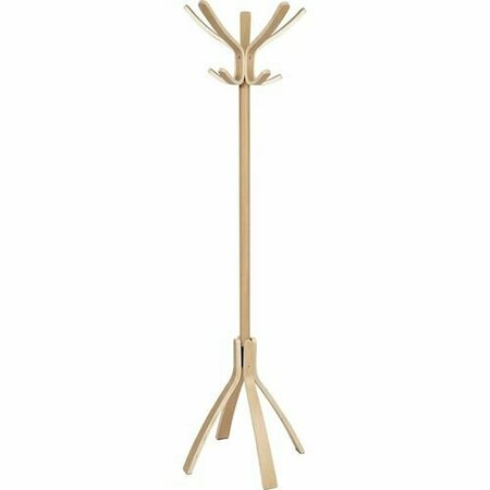 ALBA Wood Coat Stand, 4 FT, 10 Pegs, Light Brown ABAPMCAFEC